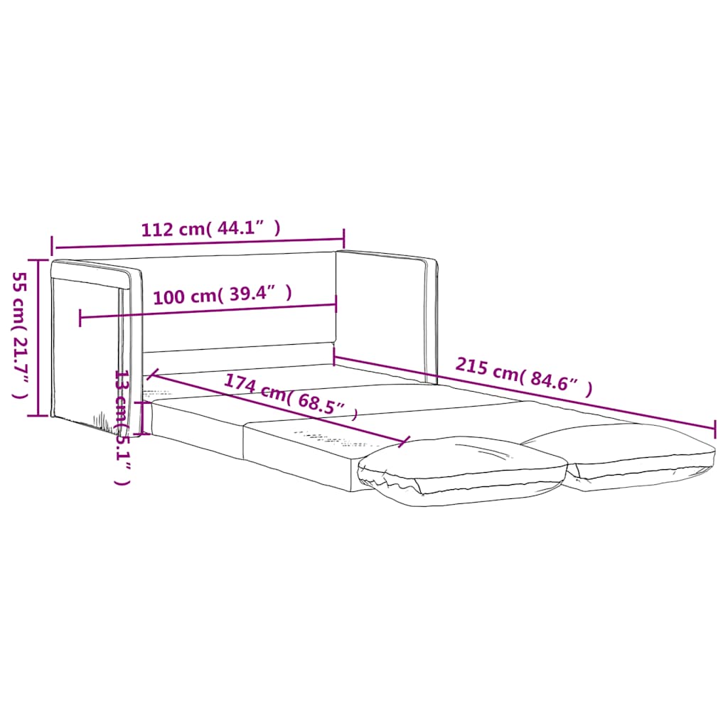 Podni kauč na razvlačenje 2-u-1 sivi 112x174x55 cm umjetna koža