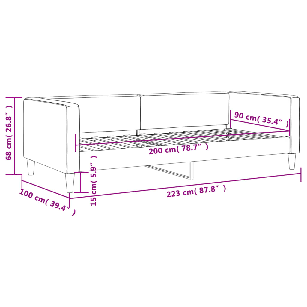 Dnevni krevet smeđesivi 90 x 200 cm od tkanine