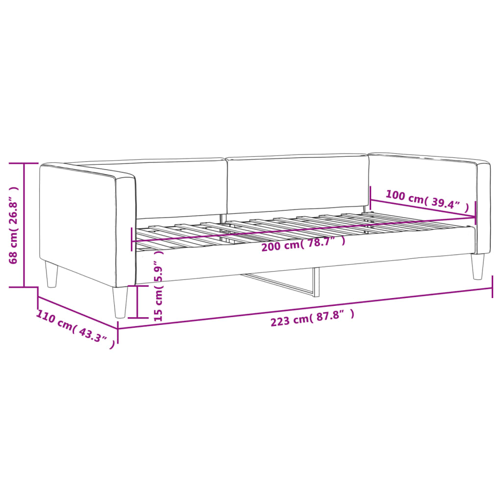 Dnevni krevet smeđesivi 100 x 200 cm od tkanine