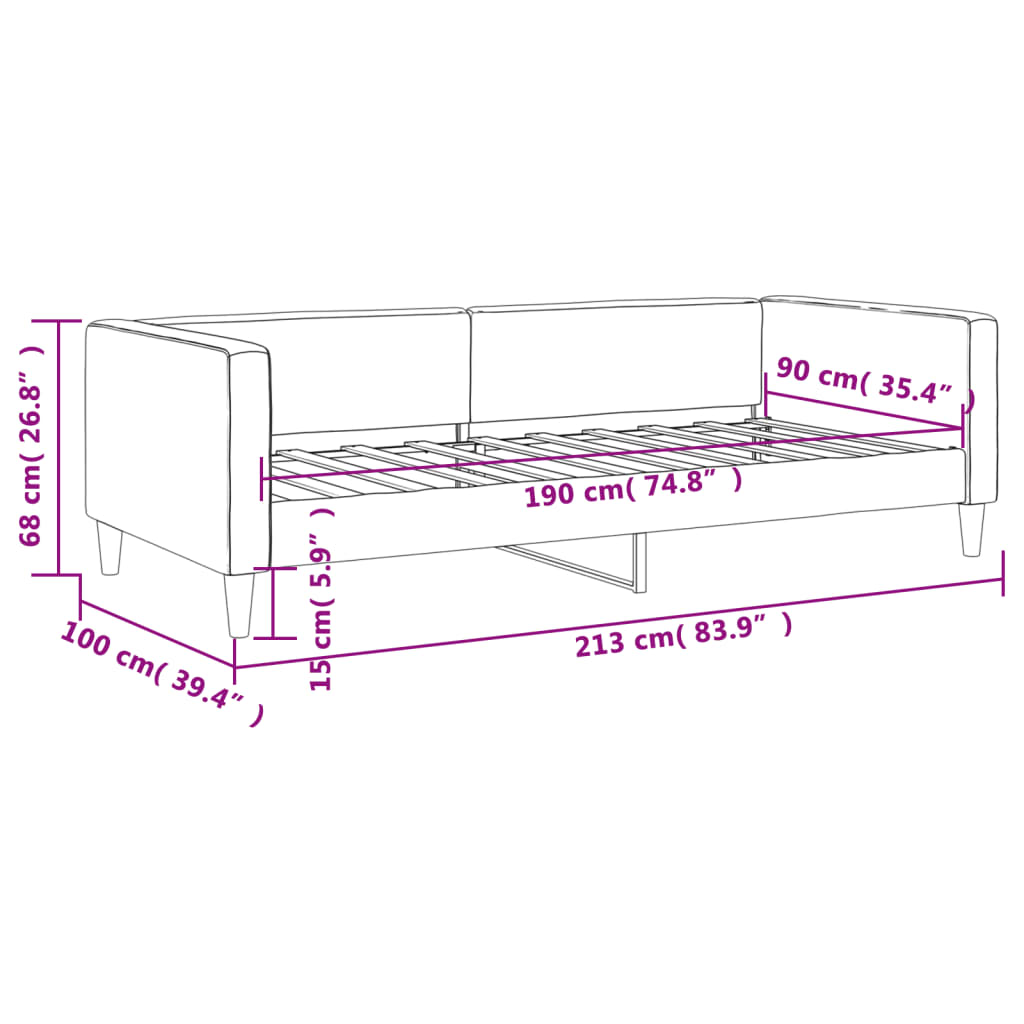 Dnevni krevet svjetlosivi 90 x 190 cm od tkanine