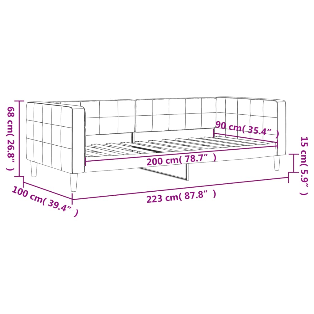 Dnevni krevet ružičasti 90 x 200 cm baršunasti