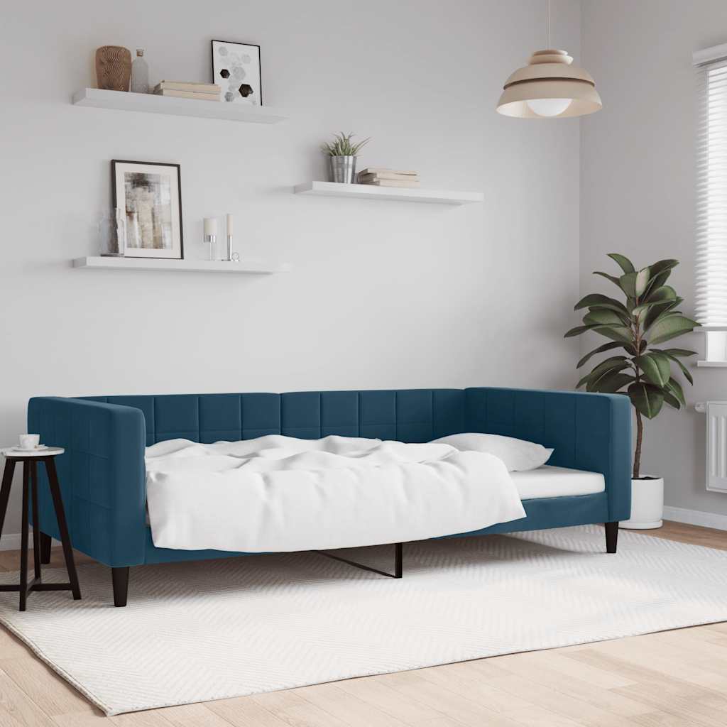Dnevni krevet plavi 100 x 200 cm baršunasti