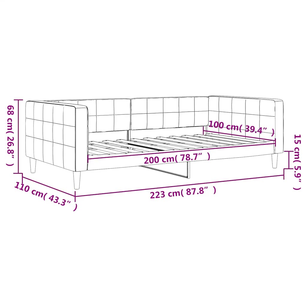 Dnevni krevet tamnozeleni 100 x 200 cm baršunasti