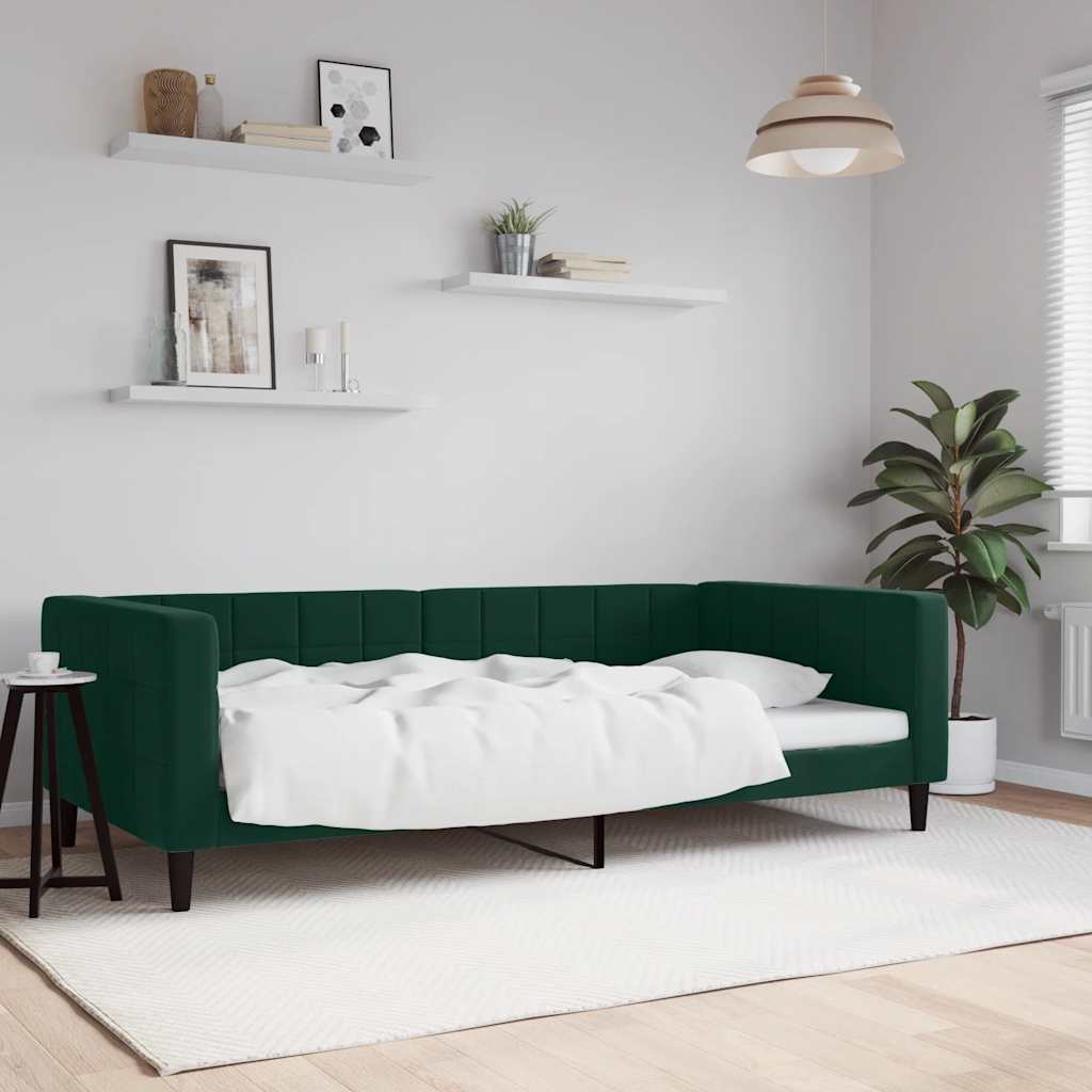 Dnevni krevet tamnozeleni 100 x 200 cm baršunasti