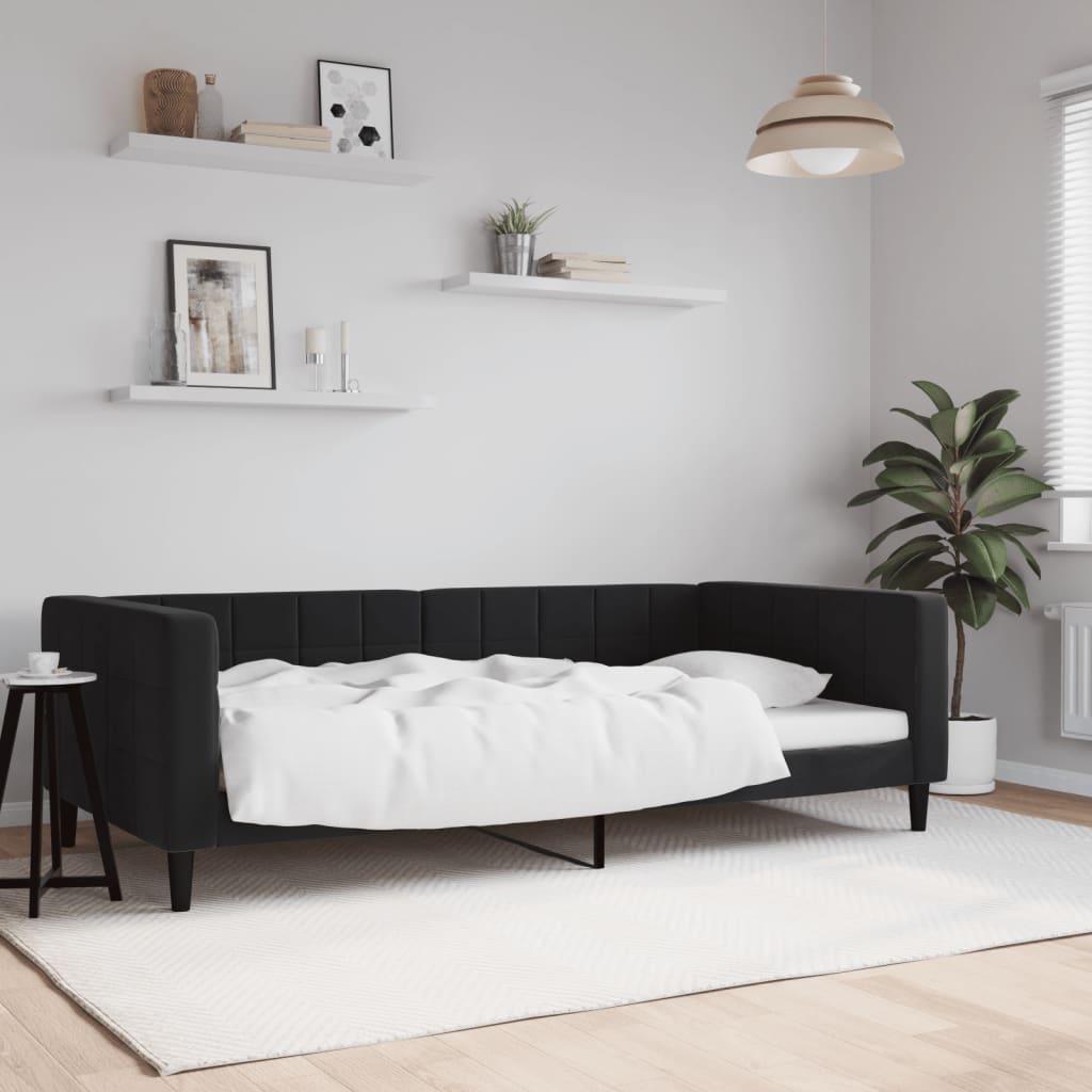 Dnevni krevet crni 100 x 200 cm baršunasti