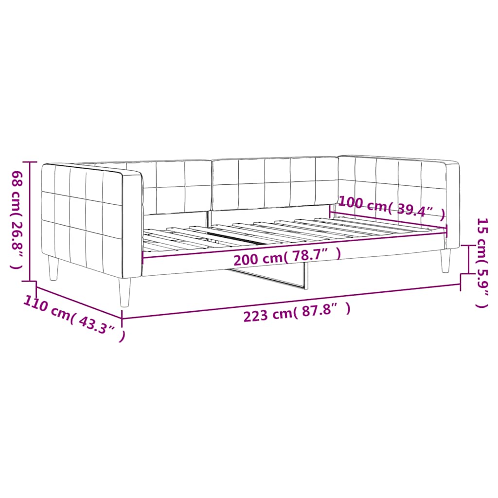 Dnevni krevet žuti 100 x 200 cm baršunasti