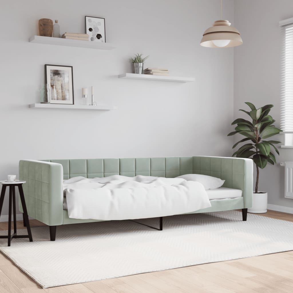 Dnevni krevet svjetlosivi 90 x 190 cm baršunasti