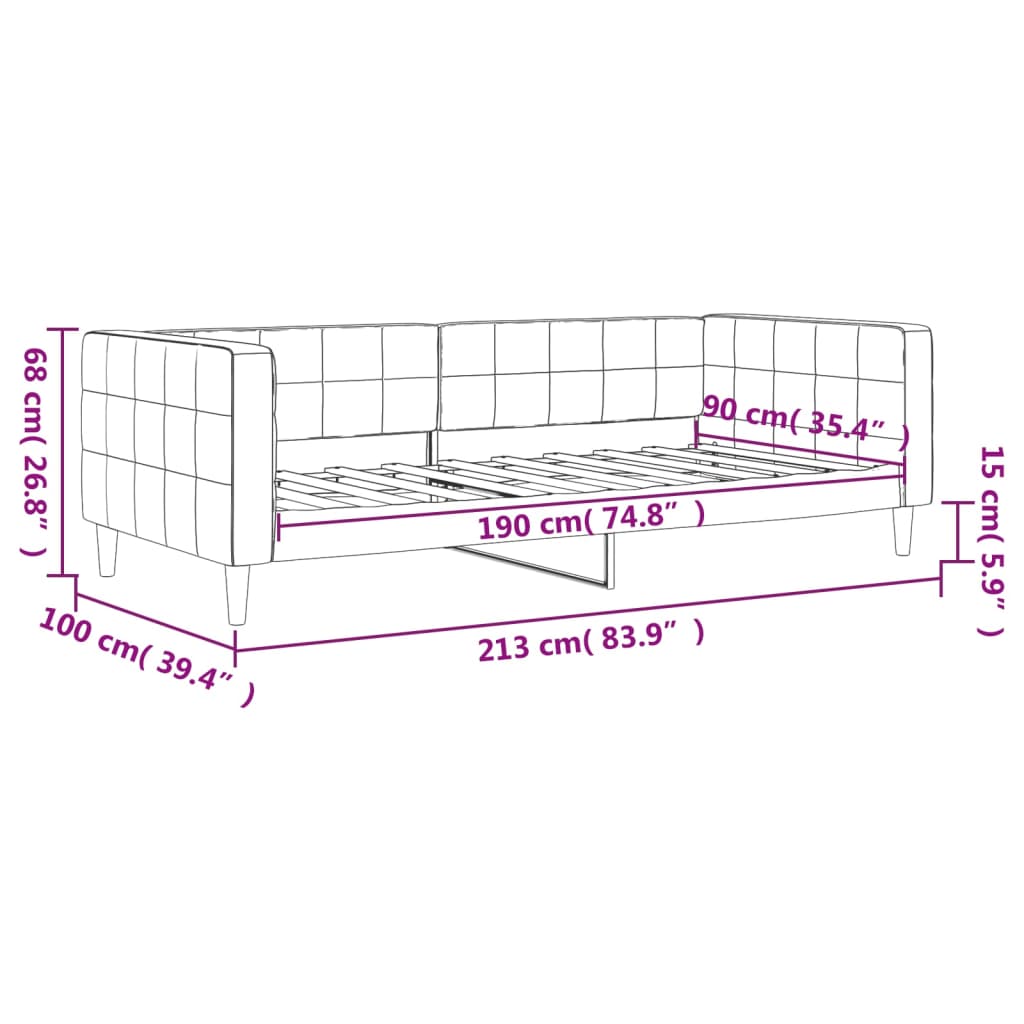 Dnevni krevet crni 90 x 190 cm baršunasti