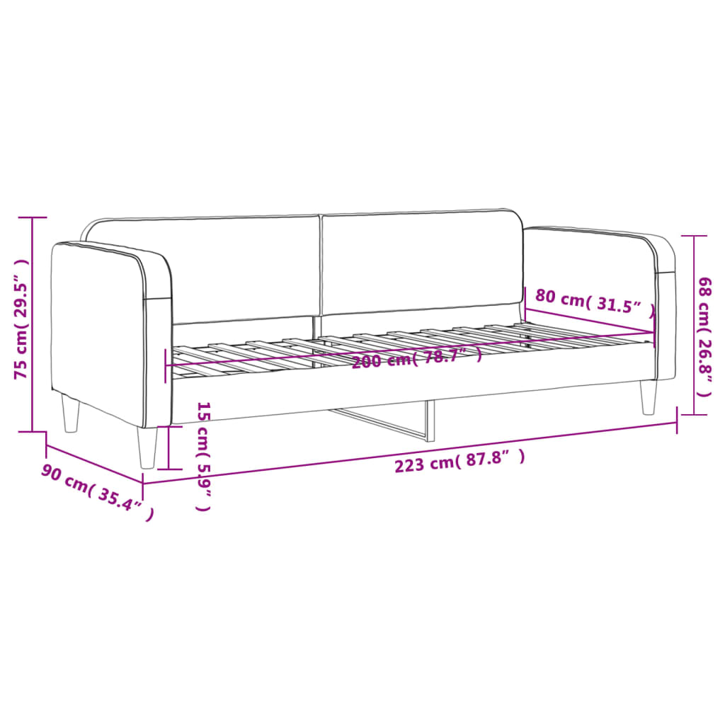 Dnevni krevet smeđesivi 80 x 200 cm od tkanine