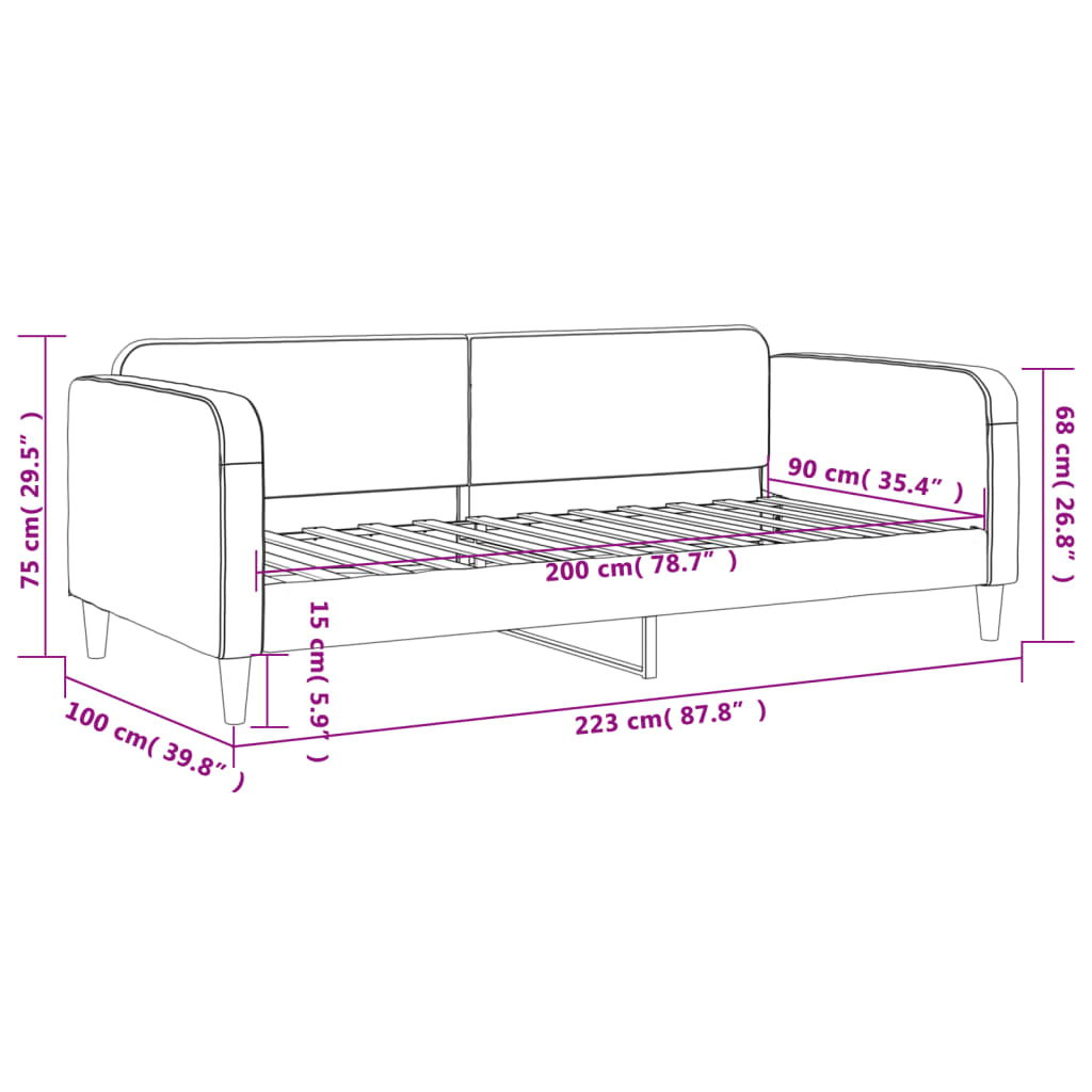 Dnevni krevet smeđesivi 90 x 200 cm od tkanine