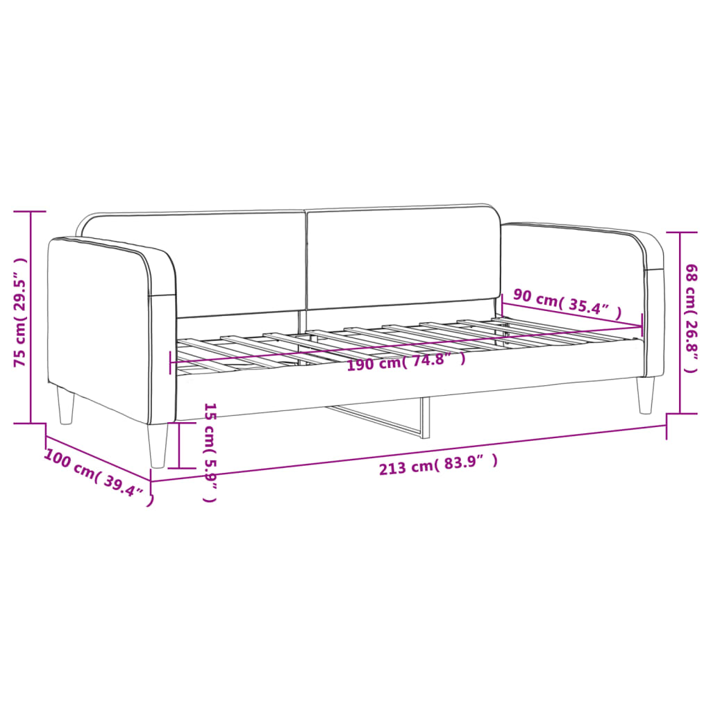 Dnevni krevet crni 90 x 190 cm od tkanine