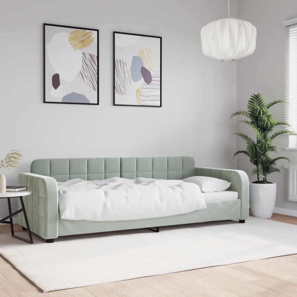 Dnevni krevet svjetlosivi 80 x 200 cm baršunasti