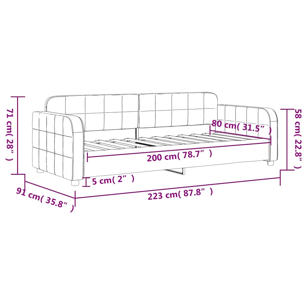 Dnevni krevet tamnozeleni 80 x 200 cm baršunasti
