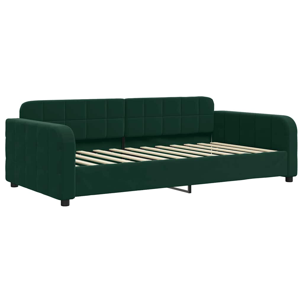Dnevni krevet tamnozeleni 90 x 200 cm baršunasti