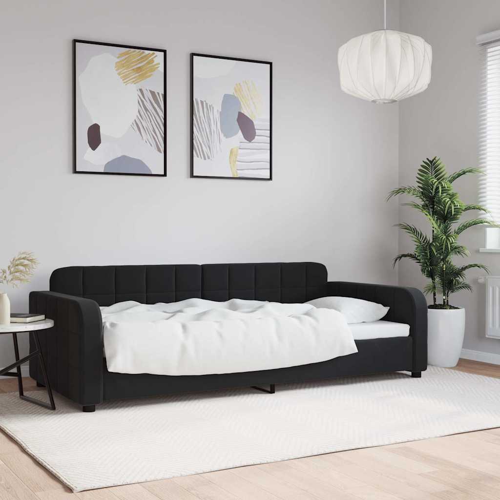 Dnevni krevet crni 90 x 200 cm baršunasti