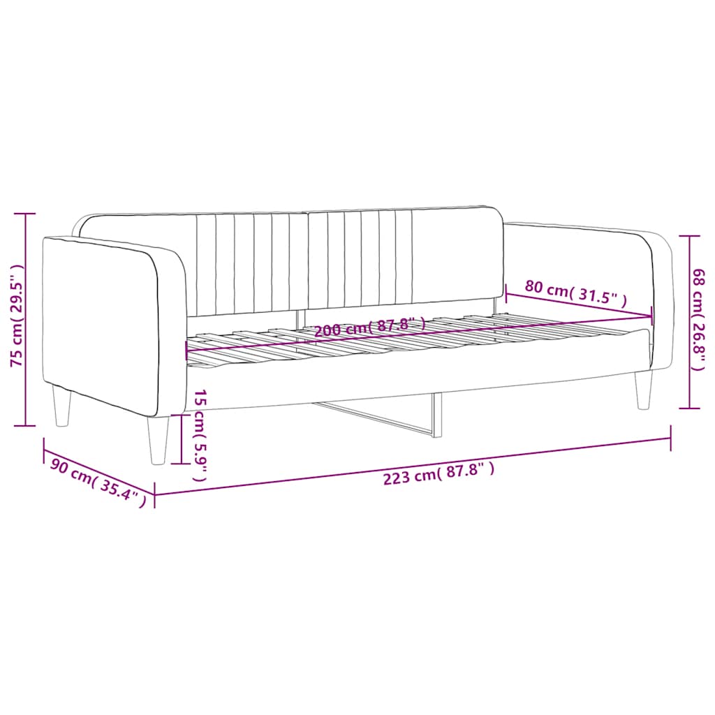 Dnevni krevet plavi 80 x 200 cm baršunasti