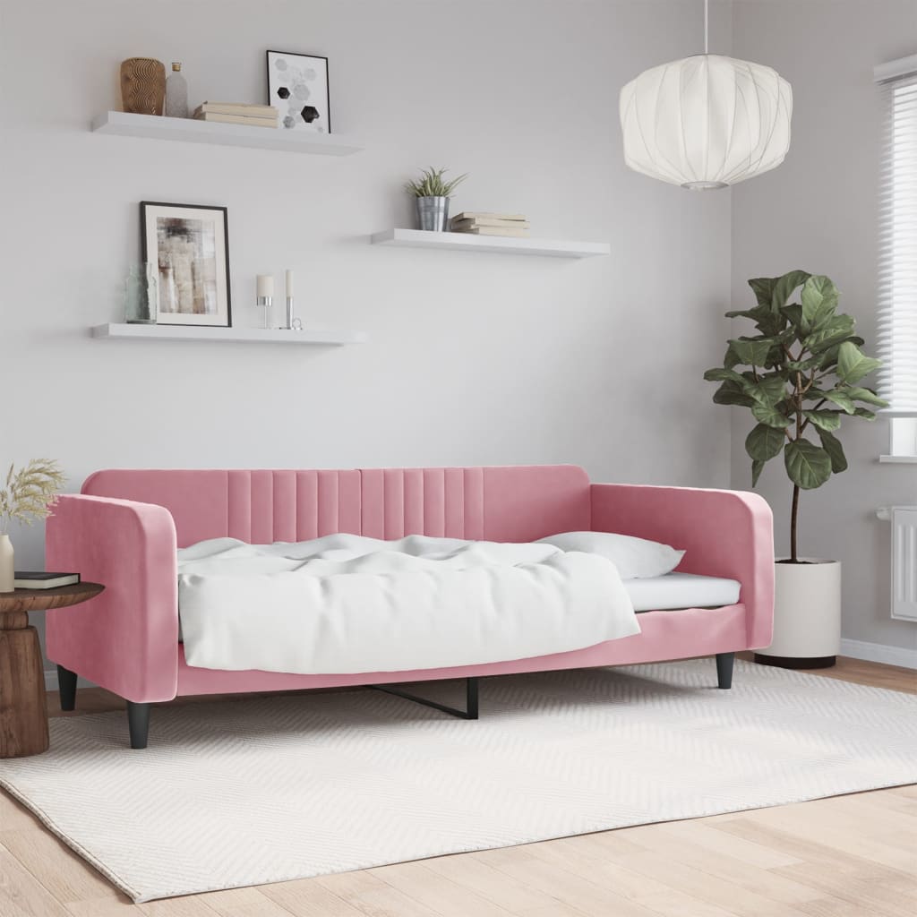 Dnevni krevet ružičasti 100 x 200 cm baršunasti