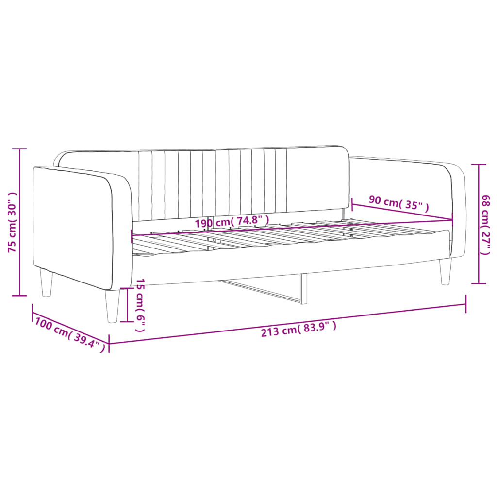Dnevni krevet svjetlosivi 90 x 190 cm baršunasti