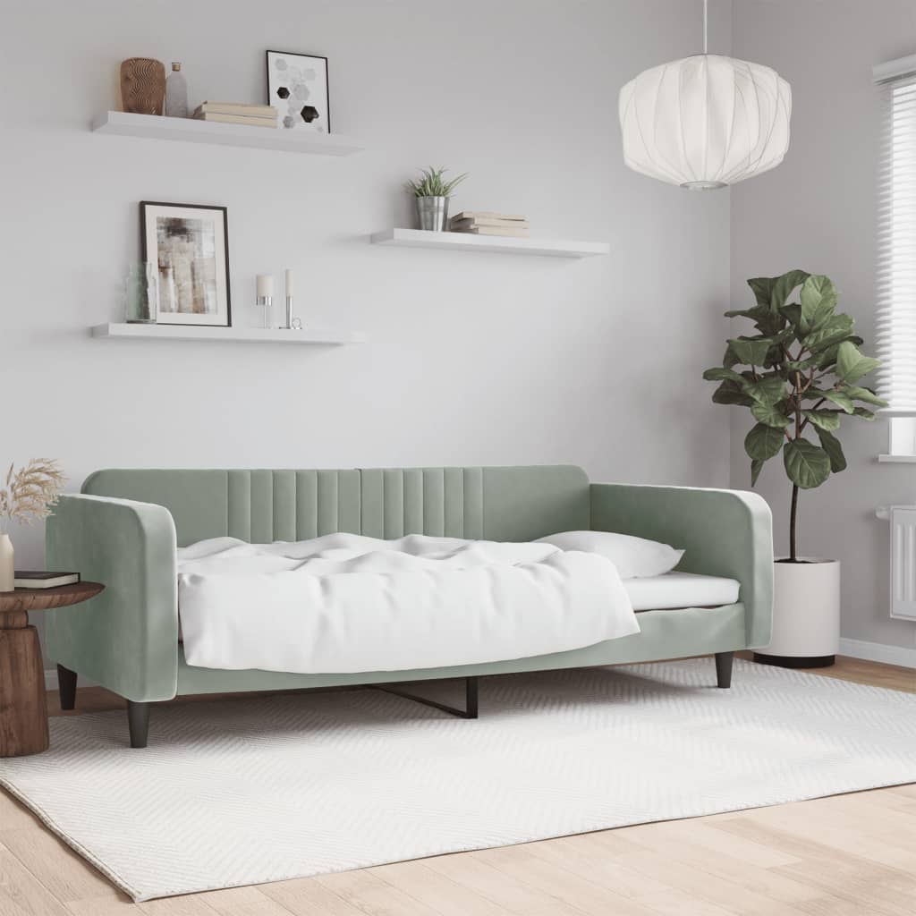 Dnevni krevet svjetlosivi 90 x 190 cm baršunasti