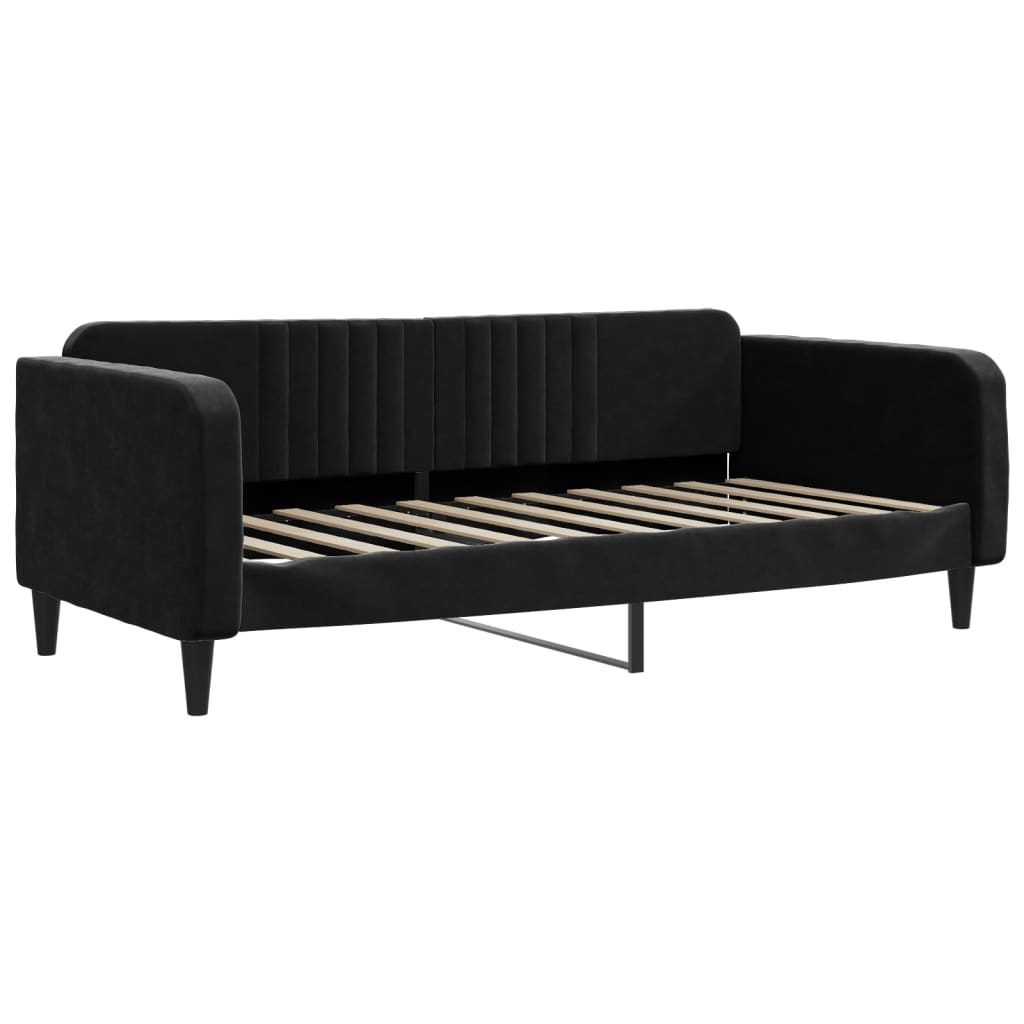 Dnevni krevet crni 90 x 190 cm baršunasti