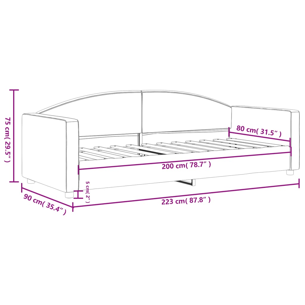 Dnevni krevet smeđesivi 80 x 200 cm od tkanine