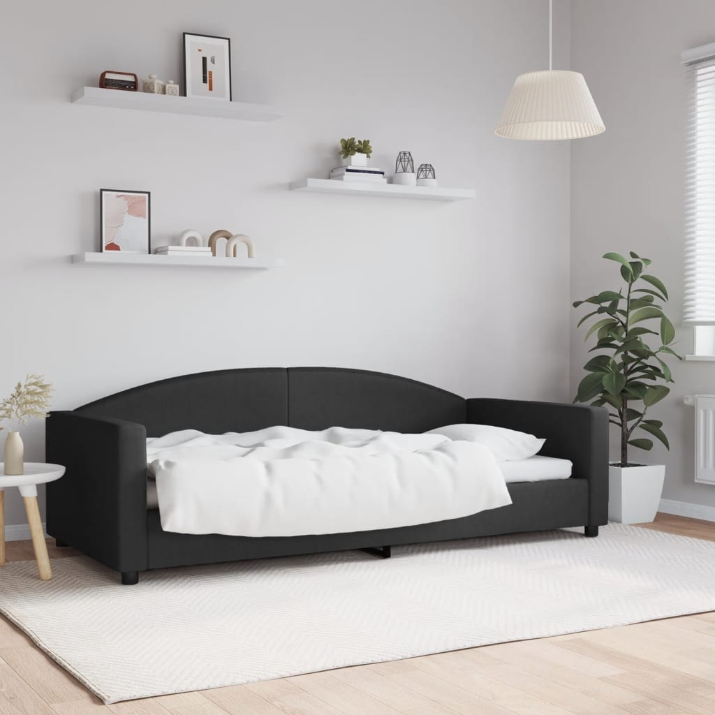 Dnevni krevet crni 90 x 200 cm od tkanine