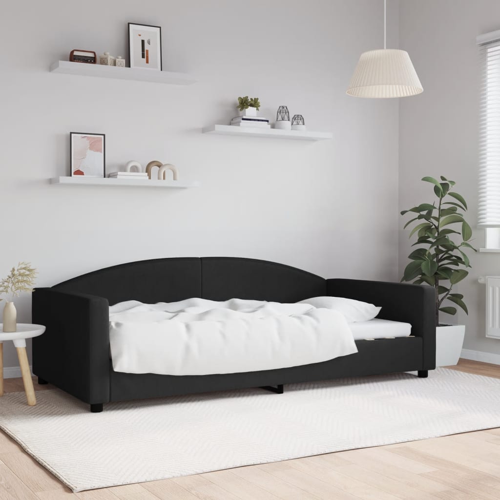 Dnevni krevet crni 100 x 200 cm od tkanine