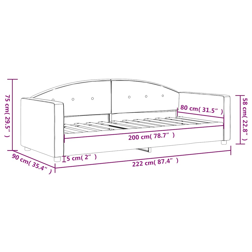 Dnevni krevet žuti 80 x 200 cm baršunasti