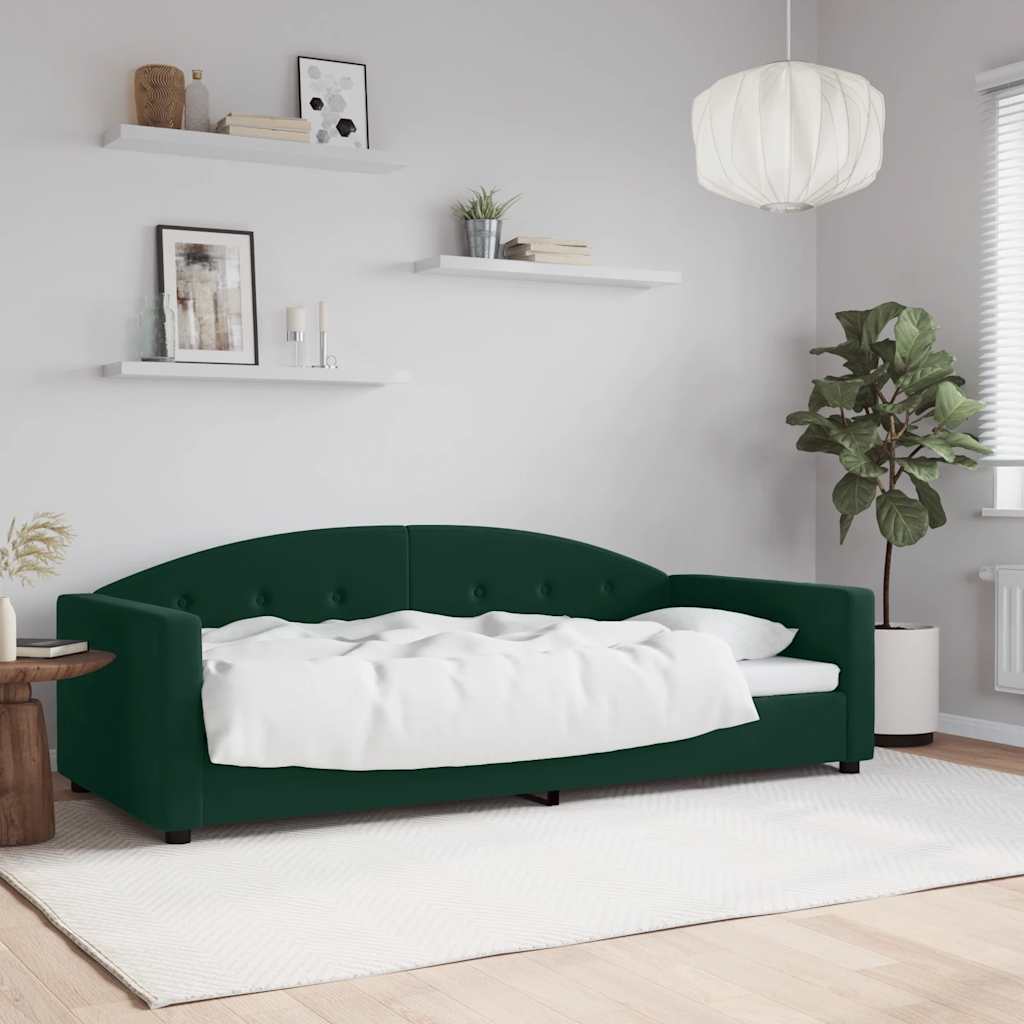 Dnevni krevet tamnozeleni 90 x 200 cm baršunasti