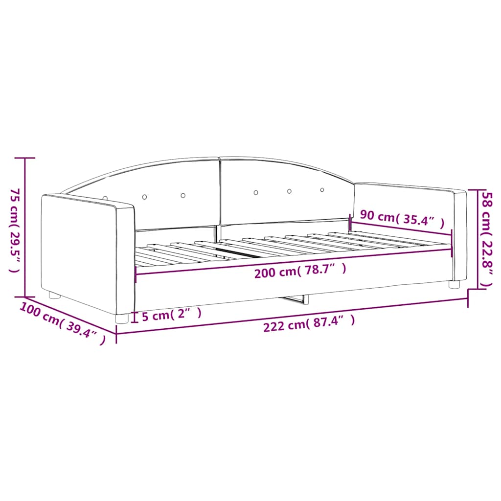 Dnevni krevet žuti 90 x 200 cm baršunasti