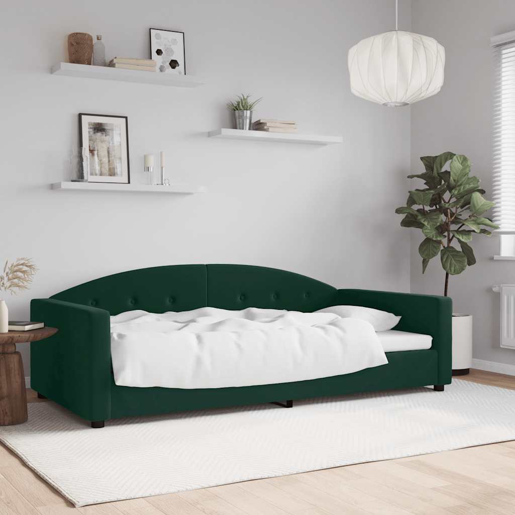 Dnevni krevet tamnozeleni 100 x 200 cm baršunasti