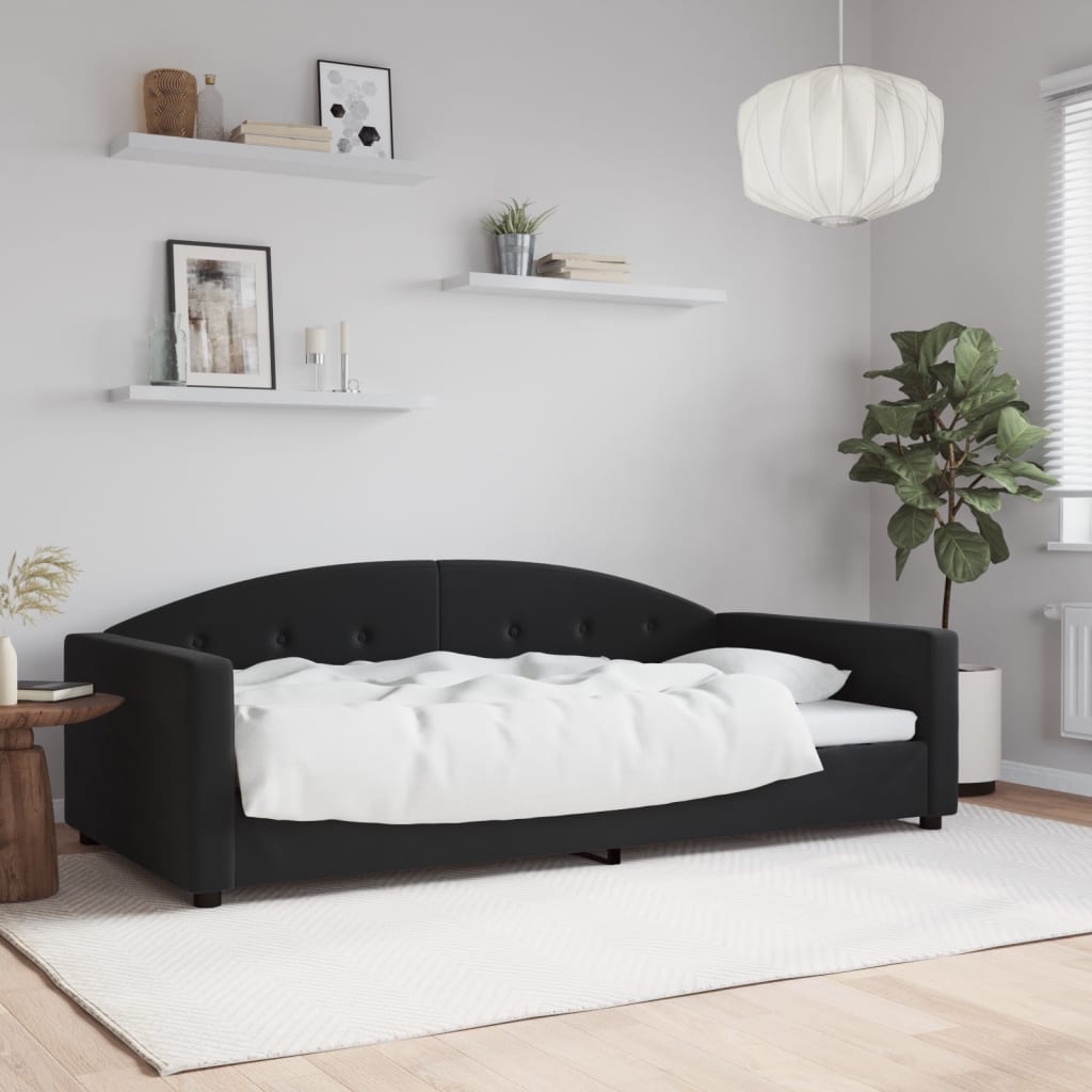 Dnevni krevet crni 100 x 200 cm baršunasti