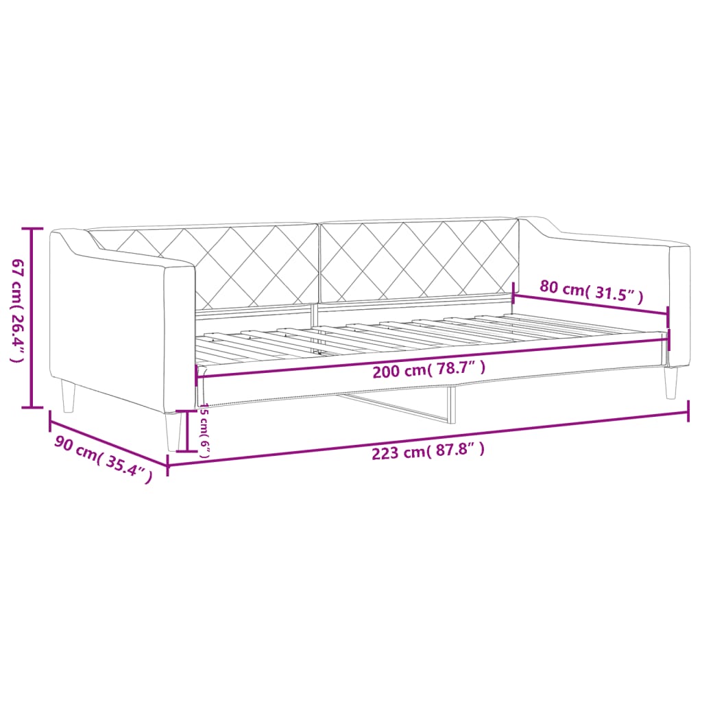 Dnevni krevet krem 80 x 200 cm od tkanine
