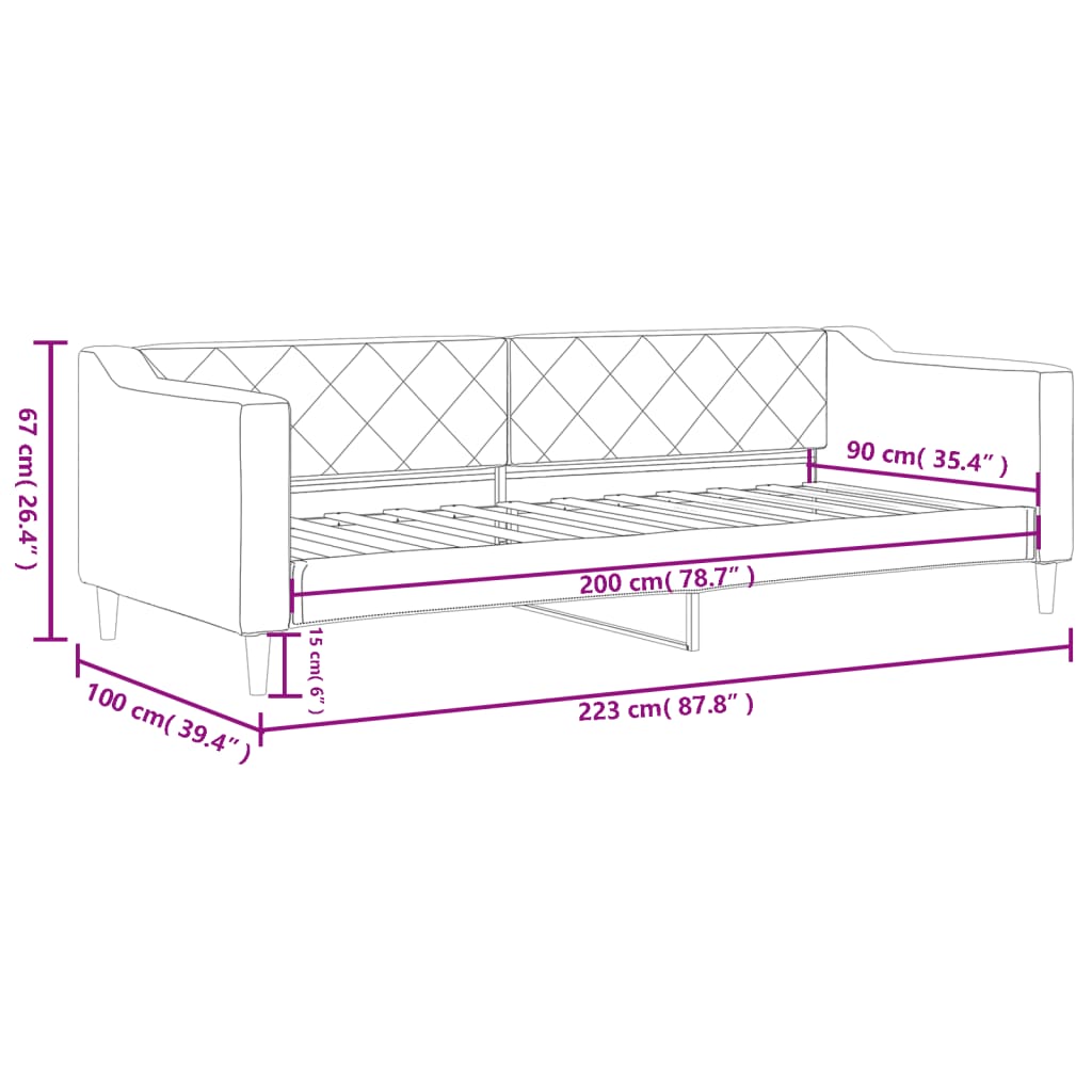 Dnevni krevet smeđesivi 90 x 200 cm od tkanine