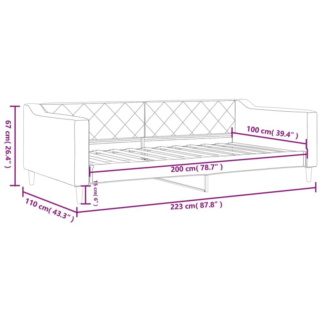 Dnevni krevet smeđesivi 100 x 200 cm od tkanine