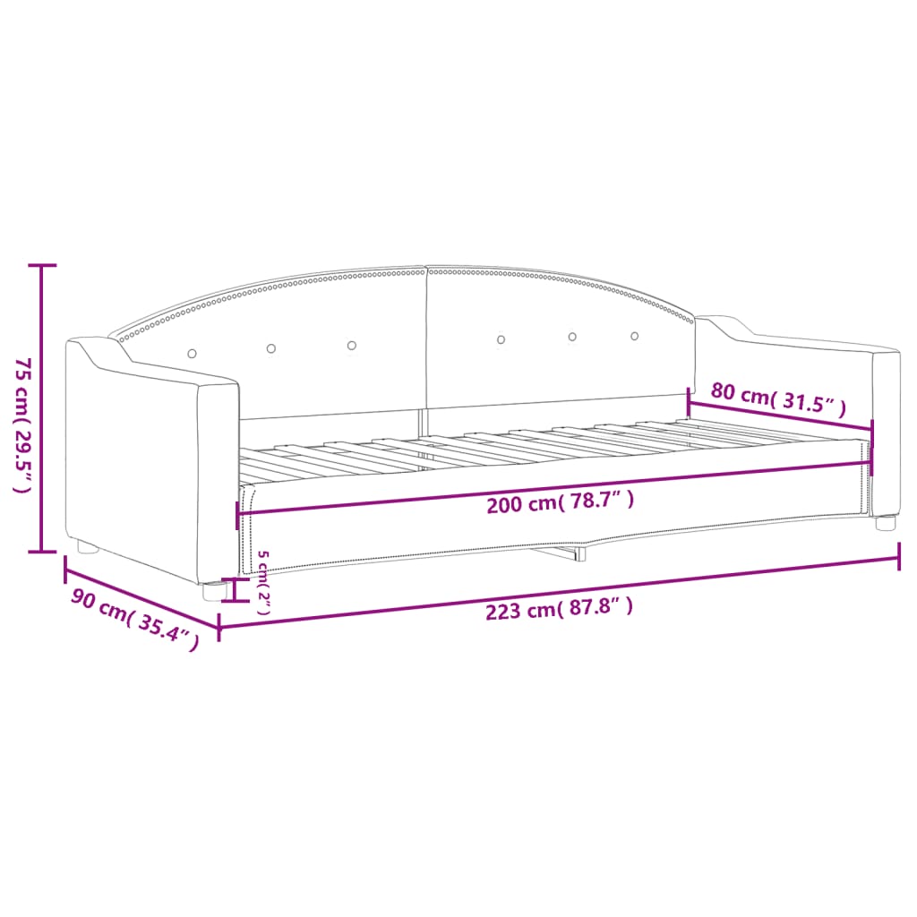 Dnevni krevet smeđesivi 80 x 200 cm od tkanine