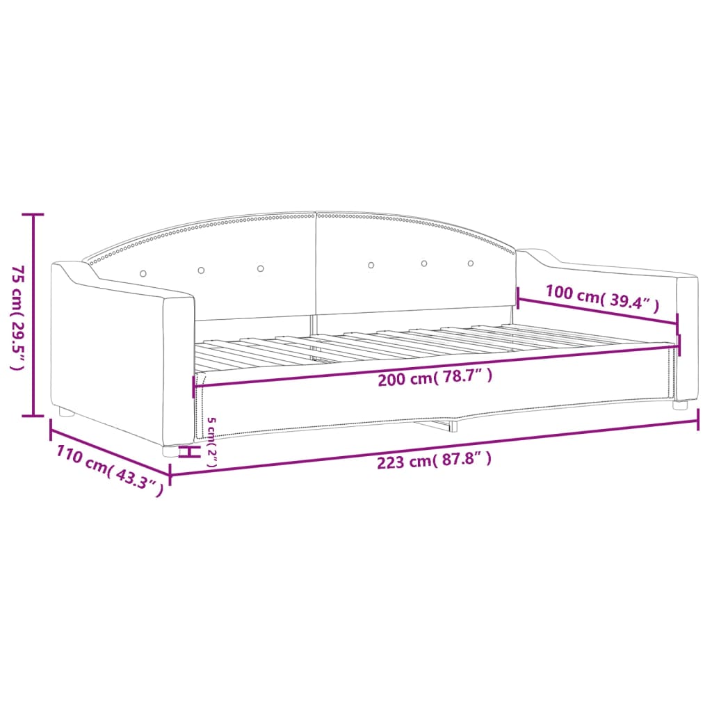 Dnevni krevet svjetlosivi 100 x 200 cm od tkanine