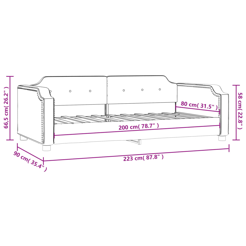 Dnevni krevet krem 80 x 200 cm od tkanine