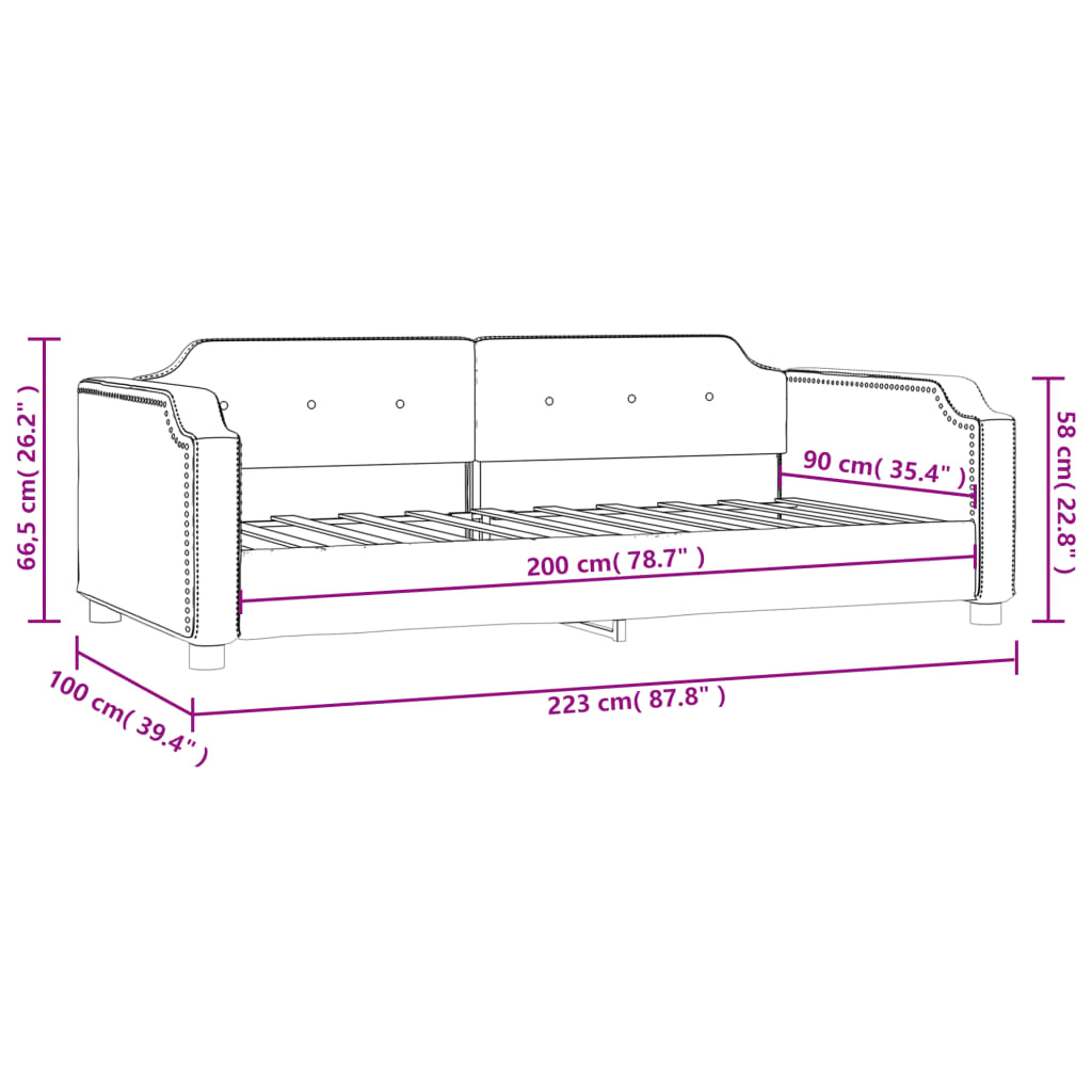 Dnevni krevet krem 90 x 200 cm od tkanine