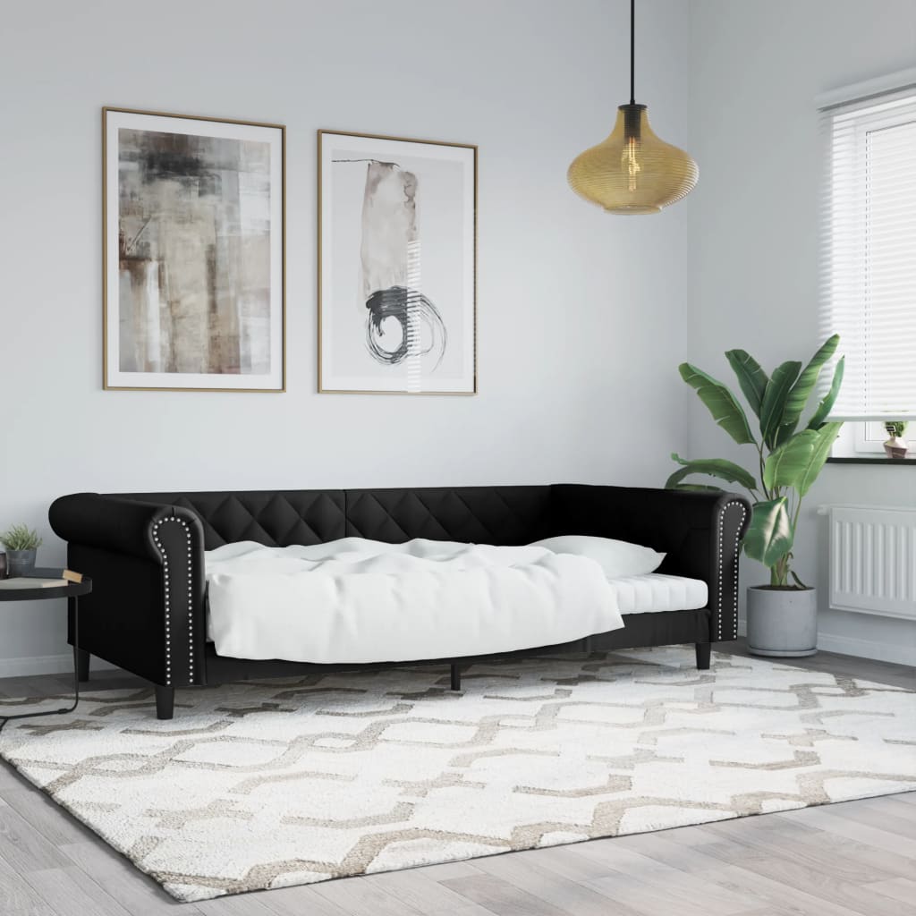 Dnevni krevet crni 100 x 200 cm od umjetne kože