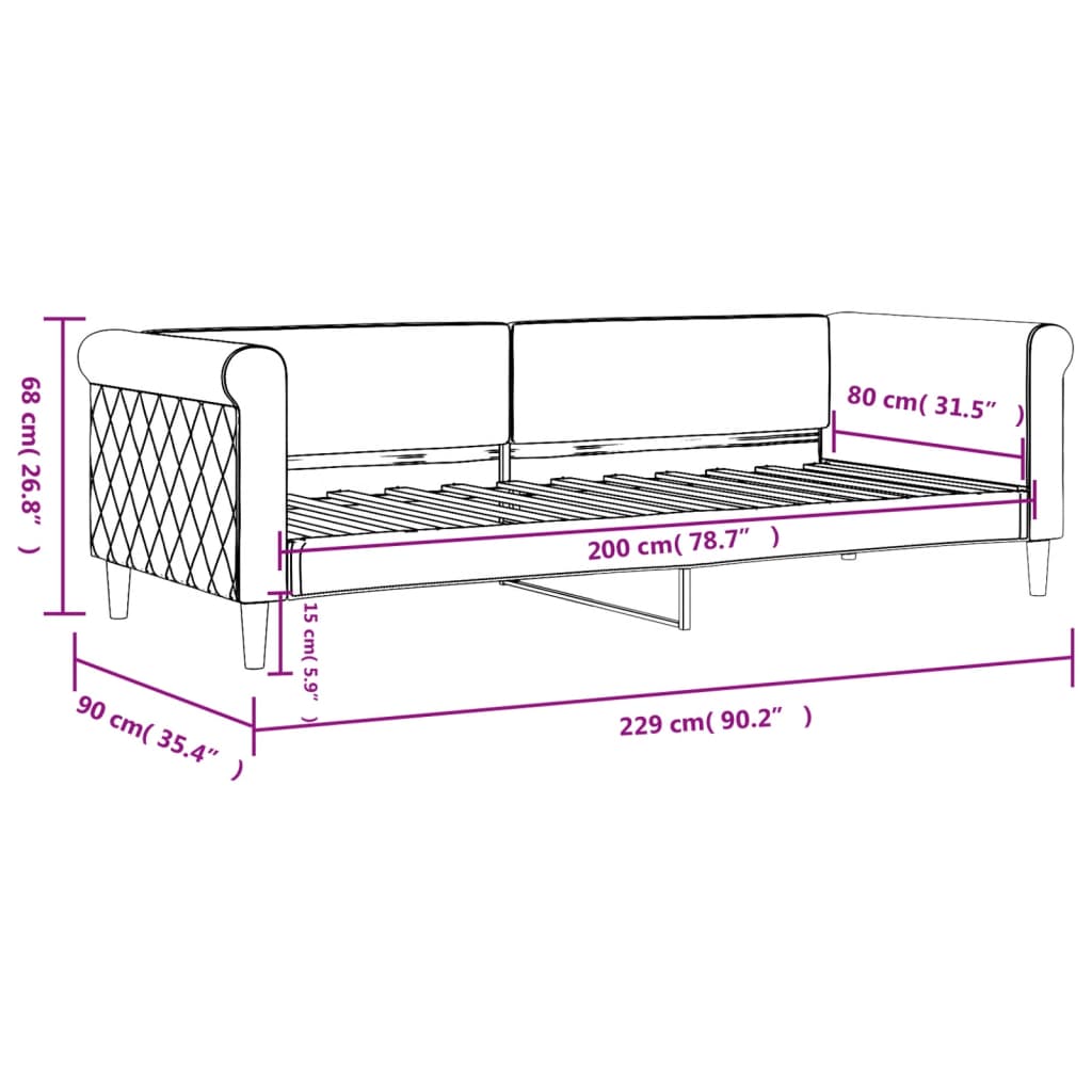 Dnevni krevet crni 80 x 200 cm baršunasti