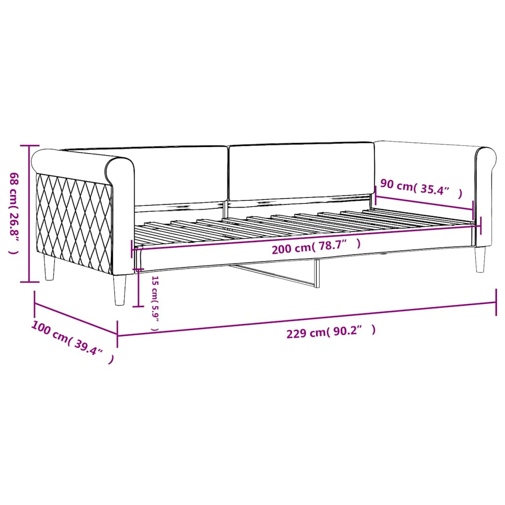 Dnevni krevet plavi 90 x 200 cm baršunasti