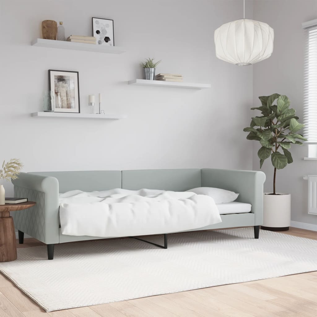 Dnevni krevet svjetlosivi 90 x 200 cm baršunasti