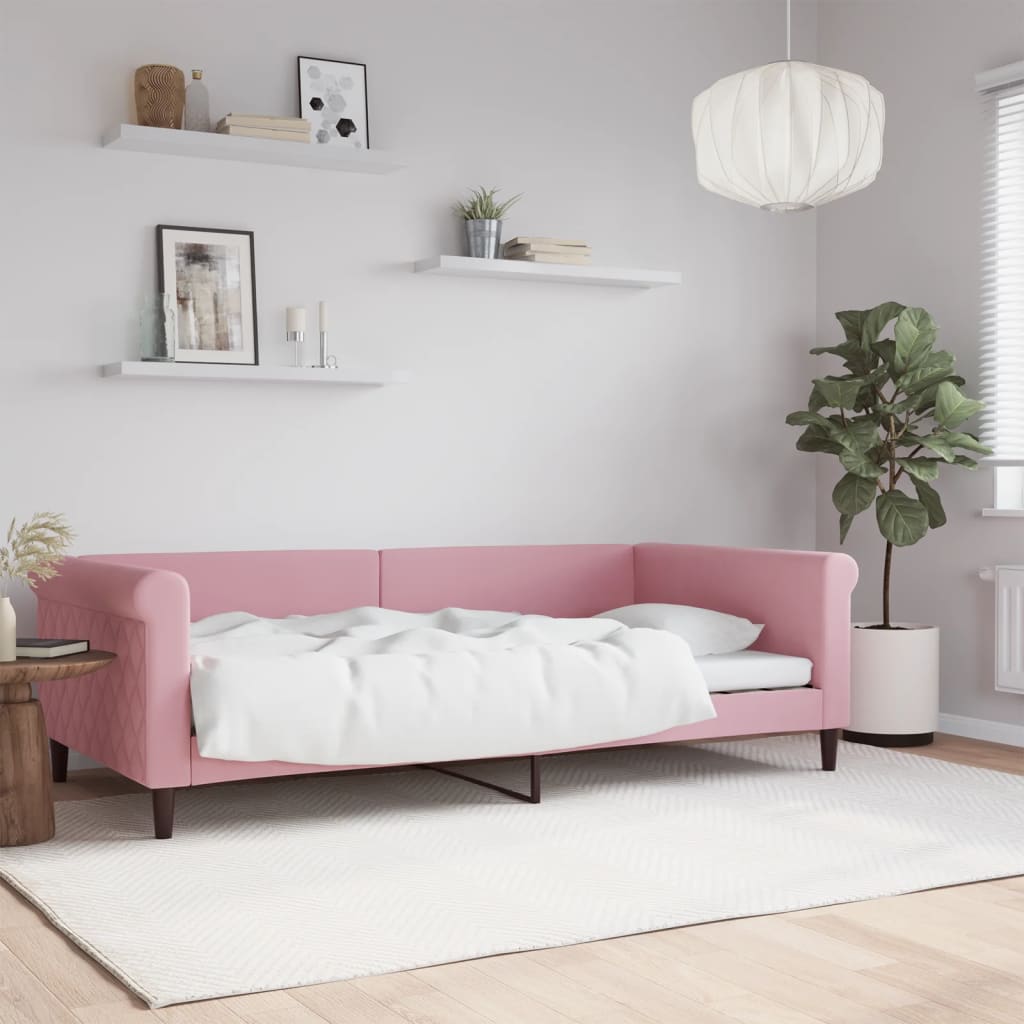 Dnevni krevet ružičasti 100 x 200 cm baršunasti