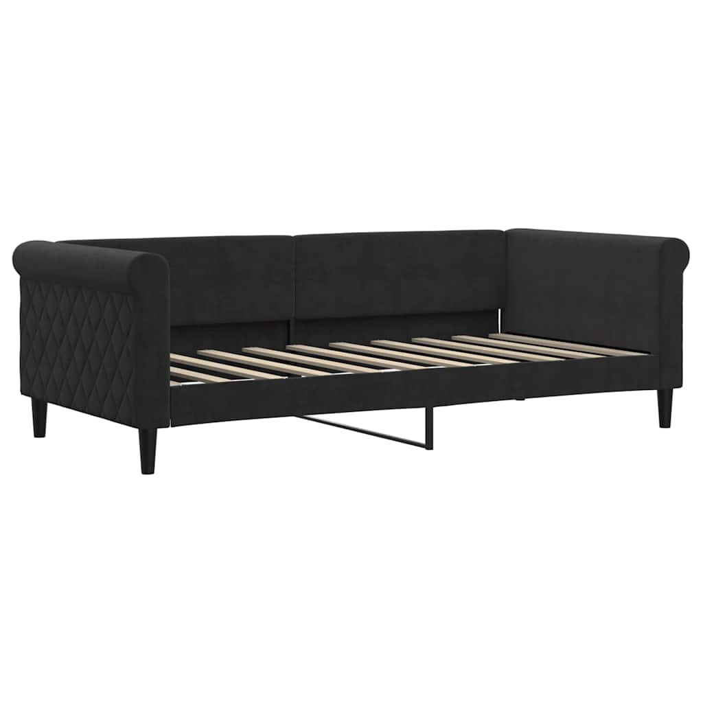 Dnevni krevet crni 90 x 190 cm baršunasti