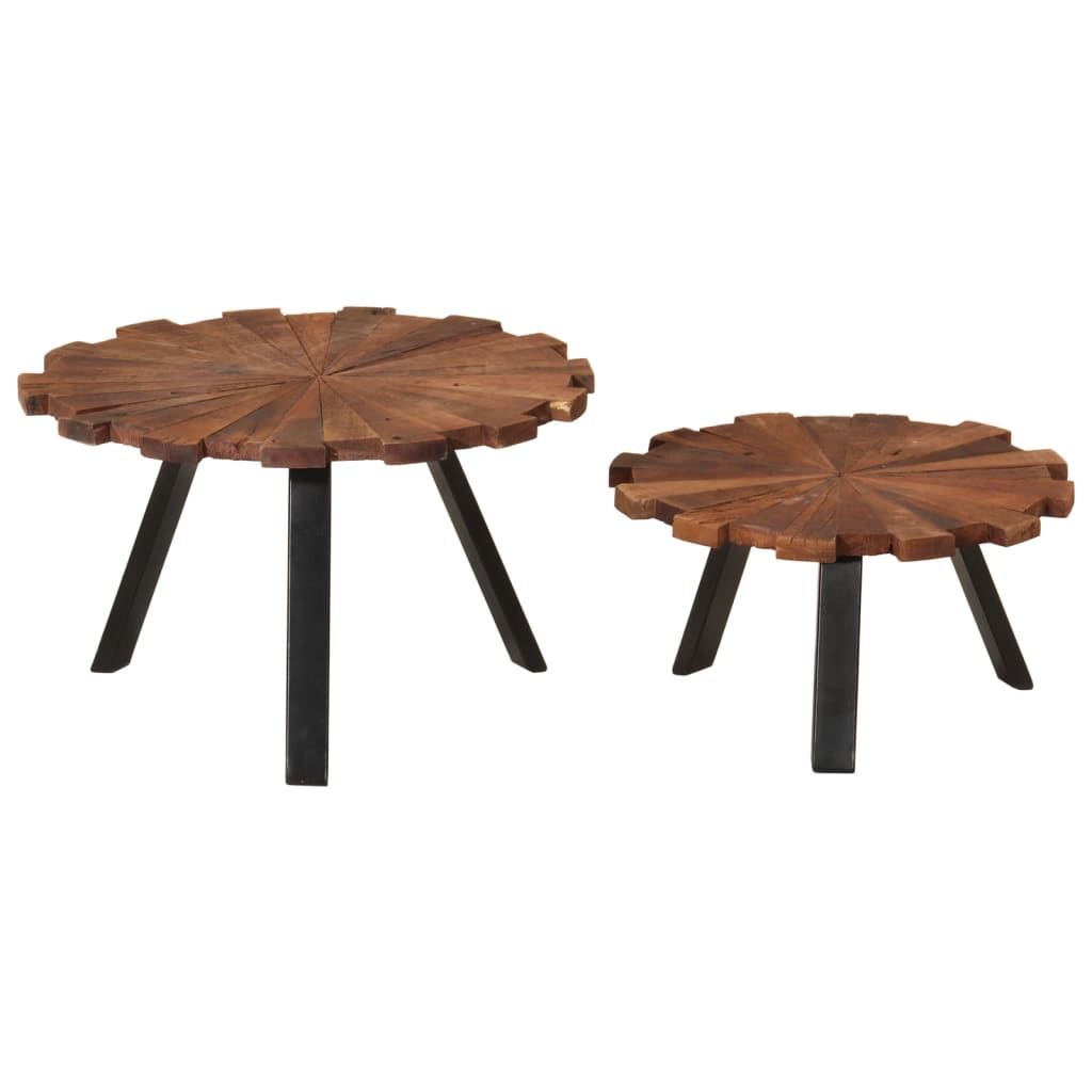 Stolići za kavu 2 kom od masivnog obnovljenog drva i željeza