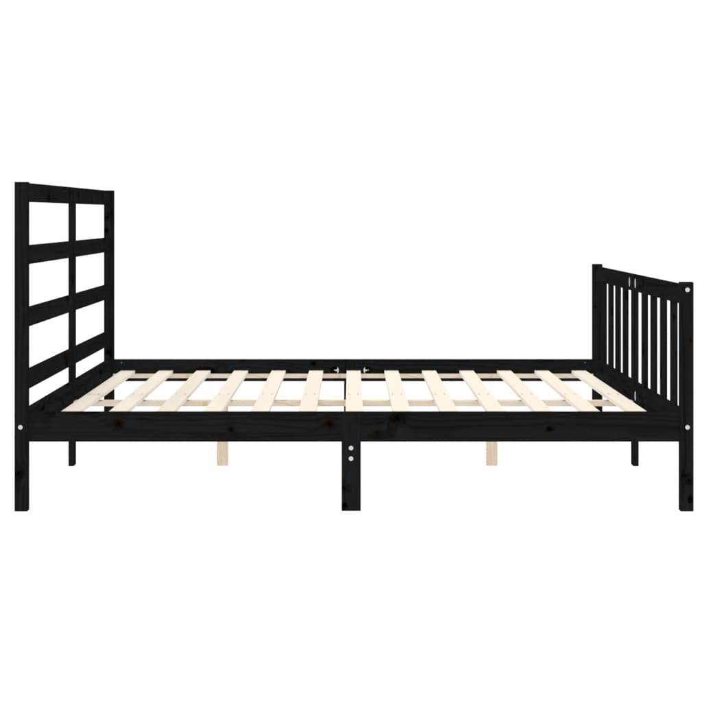 Okvir za krevet s uzglavljem crni 200 x 200 cm od masivnog drva