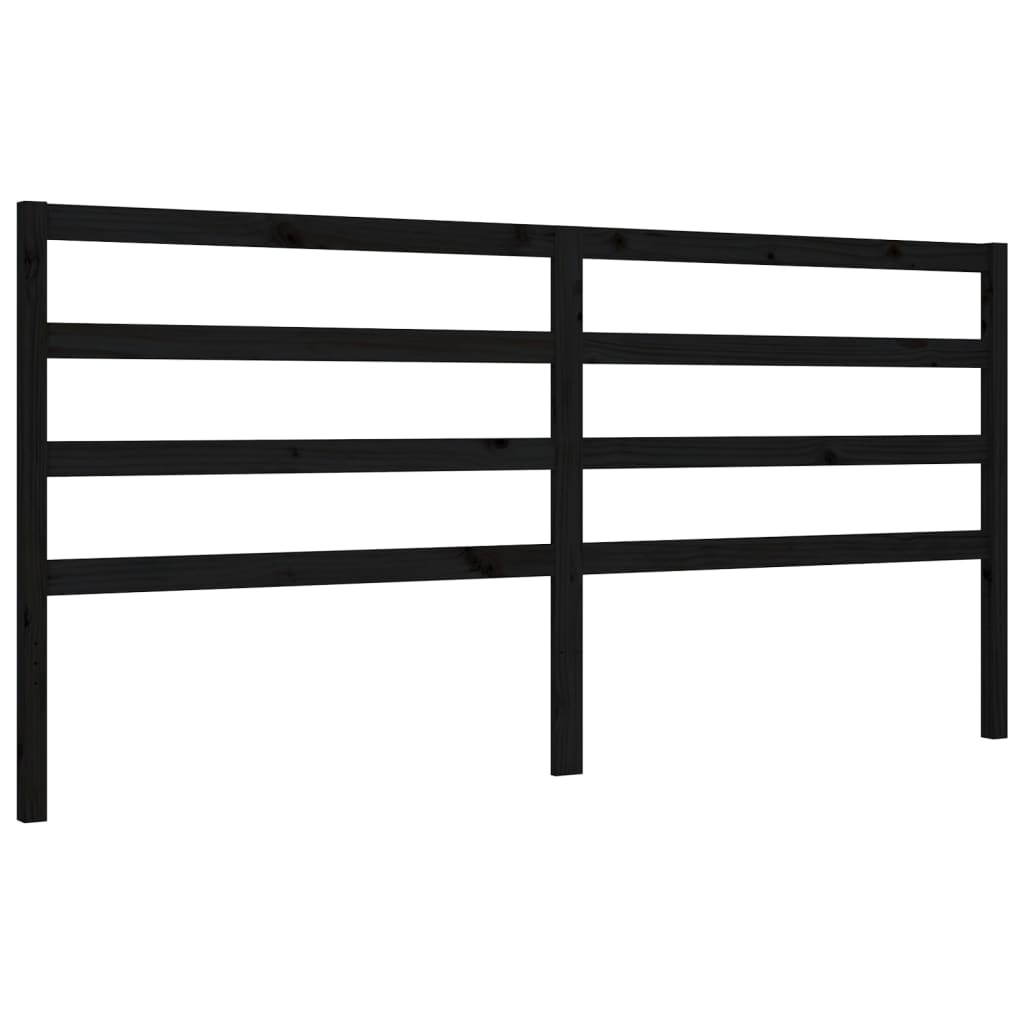 Okvir za krevet s uzglavljem crni 200 x 200 cm od masivnog drva