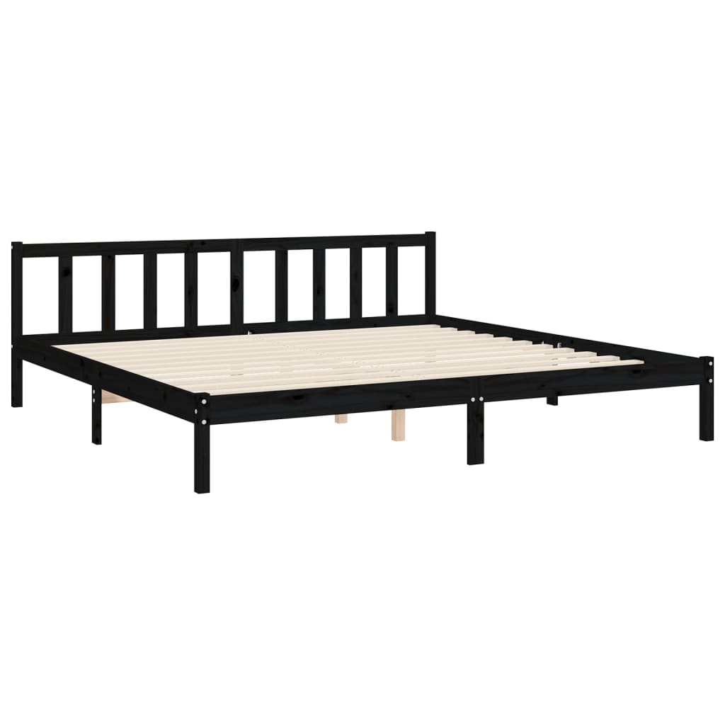 Okvir za krevet s uzglavljem crni 200 x 200 cm od masivnog drva