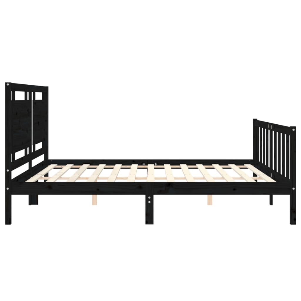 Okvir za krevet s uzglavljem crni 200 x 200 cm od masivnog drva